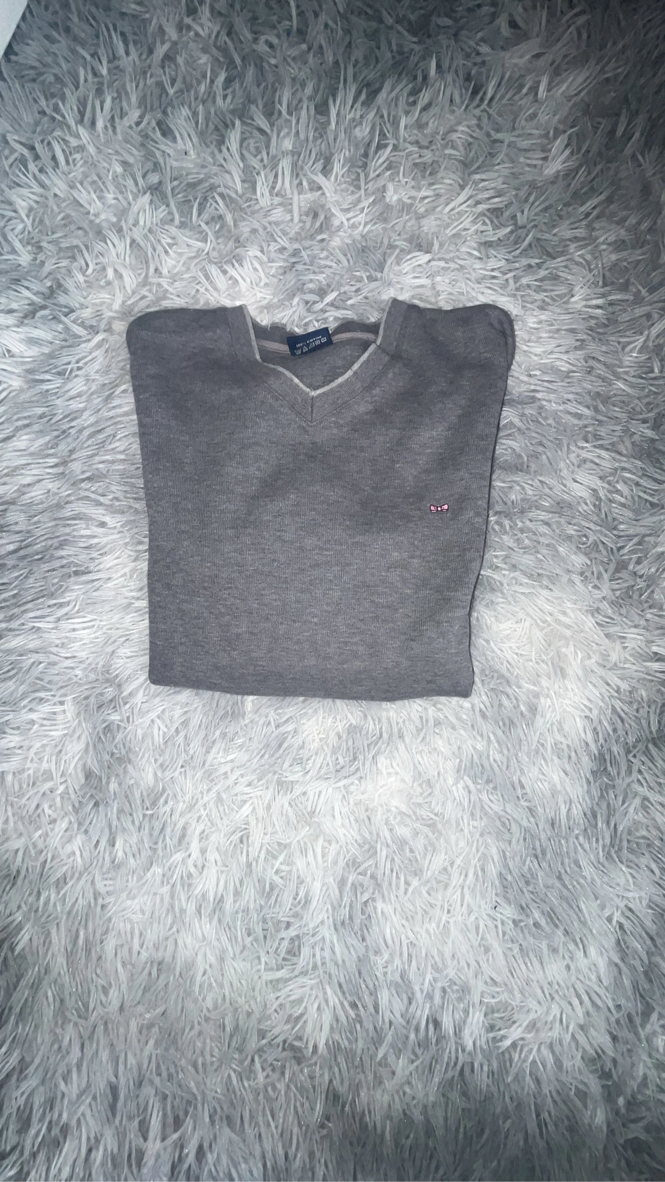 Sweat fin / T-shirt Eden Park gris col V - Taille L